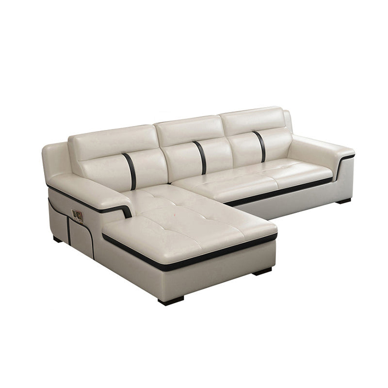 Gorgeous Style Seating White Black Sofa with Pillow Back Sofa 102"L x 67"W x 35"H Left Clearhalo 'furn' 'furn_sectionals' 'Furniture' 'furniture_sectionals' 'Living Room Furniture' 'Sectionals' 5046391