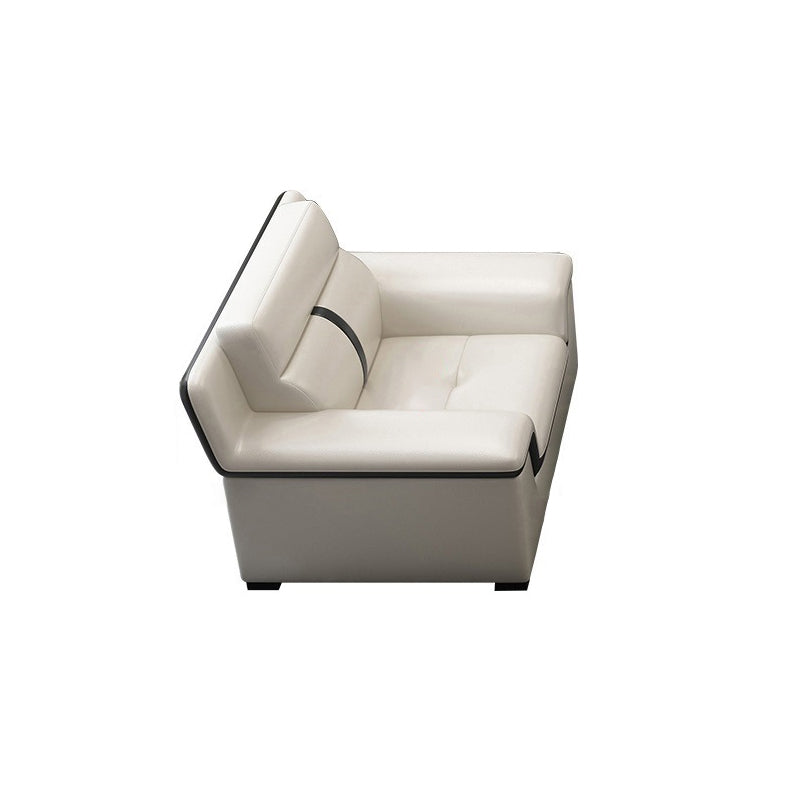Gorgeous Style Seating White Black Sofa with Pillow Back Sofa 49"L x 37"W x 35.5"H Horizontal Clearhalo 'furn' 'furn_sectionals' 'Furniture' 'furniture_sectionals' 'Living Room Furniture' 'Sectionals' 5046393