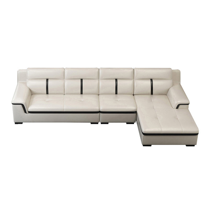 Gorgeous Style Seating White Black Sofa with Pillow Back Sofa 126"L x 67"W x 35"H Right Clearhalo 'furn' 'furn_sectionals' 'Furniture' 'furniture_sectionals' 'Living Room Furniture' 'Sectionals' 5046394
