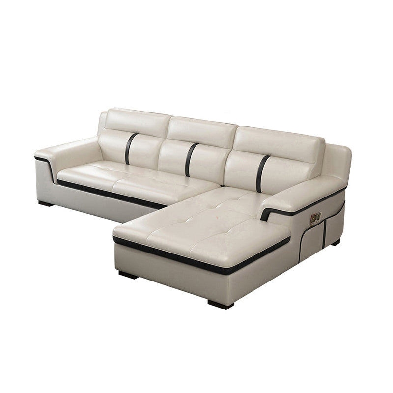 Gorgeous Style Seating White Black Sofa with Pillow Back Sofa 102"L x 67"W x 35"H Right Clearhalo 'furn' 'furn_sectionals' 'Furniture' 'furniture_sectionals' 'Living Room Furniture' 'Sectionals' 5046395