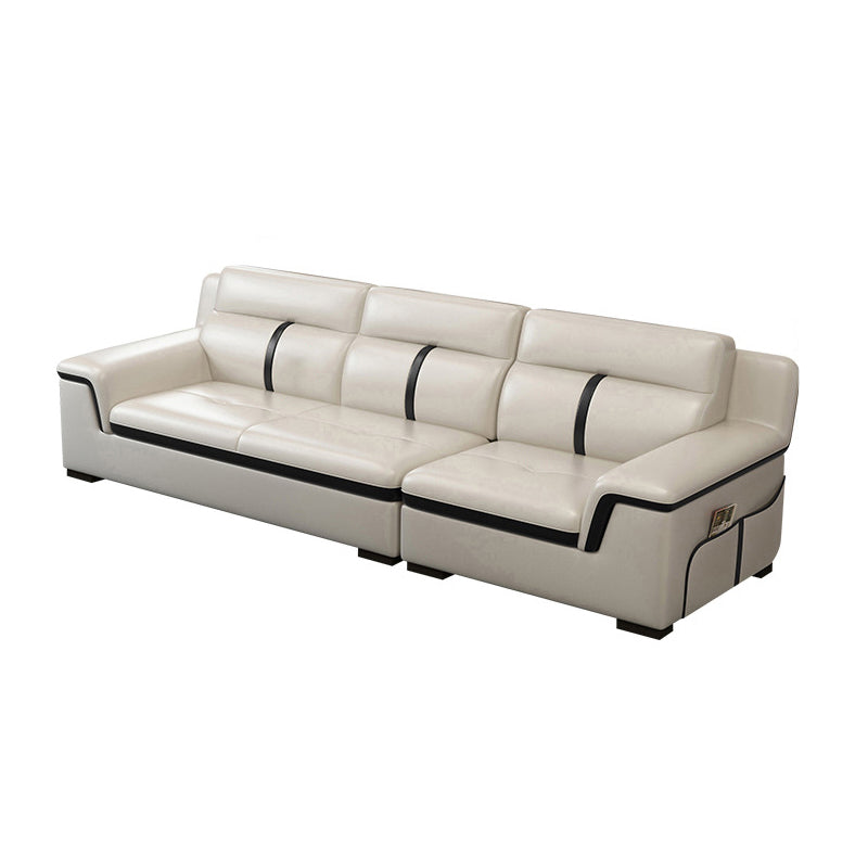 Gorgeous Style Seating White Black Sofa with Pillow Back Sofa 100"L x 37.5"W x 35.5"H Horizontal Clearhalo 'furn' 'furn_sectionals' 'Furniture' 'furniture_sectionals' 'Living Room Furniture' 'Sectionals' 5046396