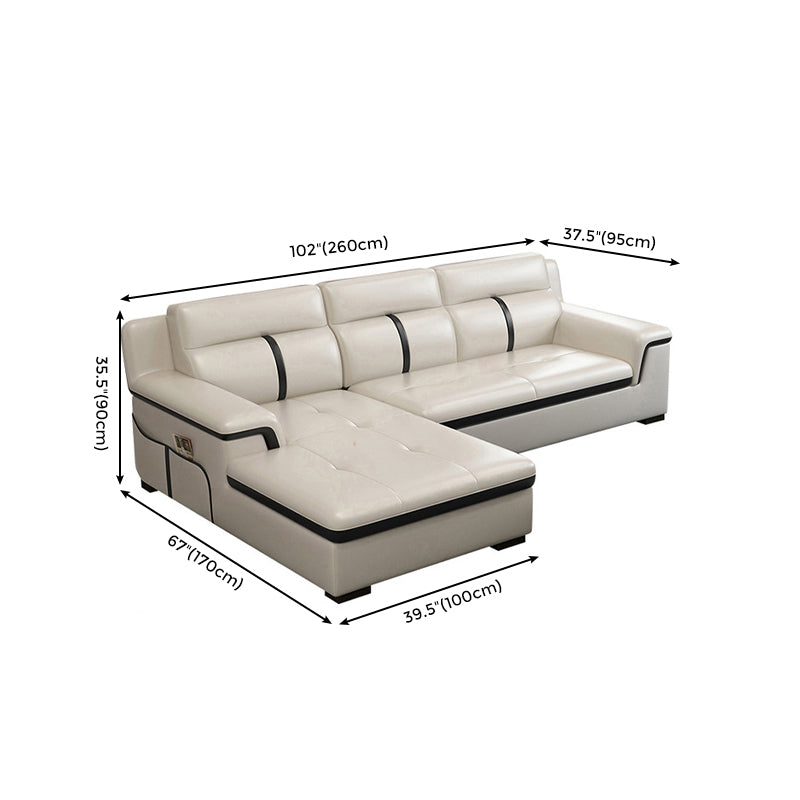 Gorgeous Style Seating White Black Sofa with Pillow Back Sofa Clearhalo 'furn' 'furn_sectionals' 'Furniture' 'furniture_sectionals' 'Living Room Furniture' 'Sectionals' 5046397
