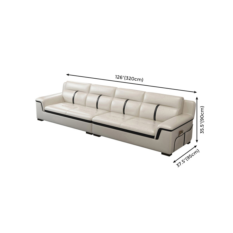 Gorgeous Style Seating White Black Sofa with Pillow Back Sofa Clearhalo 'furn' 'furn_sectionals' 'Furniture' 'furniture_sectionals' 'Living Room Furniture' 'Sectionals' 5046400
