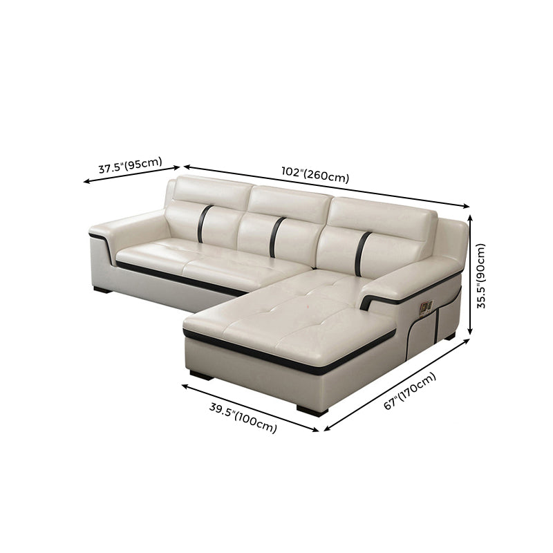 Gorgeous Style Seating White Black Sofa with Pillow Back Sofa Clearhalo 'furn' 'furn_sectionals' 'Furniture' 'furniture_sectionals' 'Living Room Furniture' 'Sectionals' 5046402