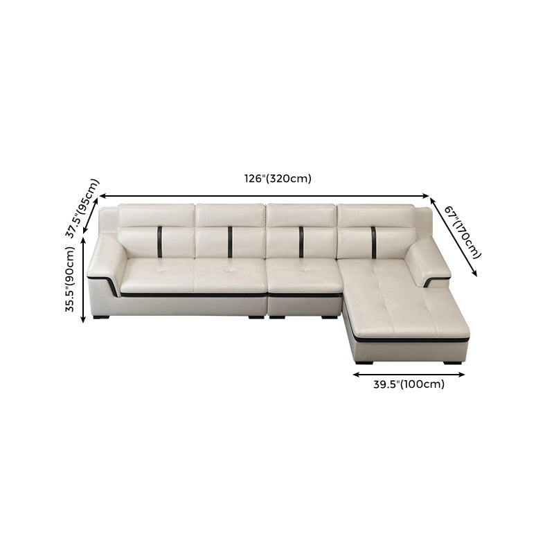 Gorgeous Style Seating White Black Sofa with Pillow Back Sofa Clearhalo 'furn' 'furn_sectionals' 'Furniture' 'furniture_sectionals' 'Living Room Furniture' 'Sectionals' 5046403