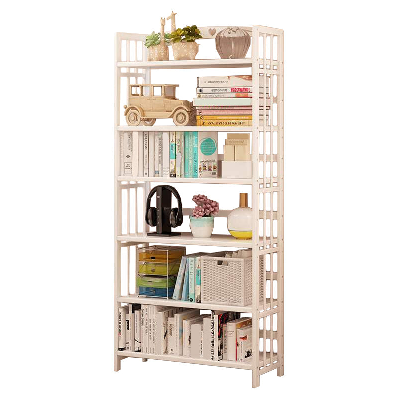 White Manufactured Etagere Bookshelf Modern Open Vertical Bookcase 27.6"L x 9.8"W x 66.9"H Clearhalo 'Bookcases' 'furn' 'furn_bookcases' 'Furniture' 'furniture_bookcases' 'Office Furniture' 5047524