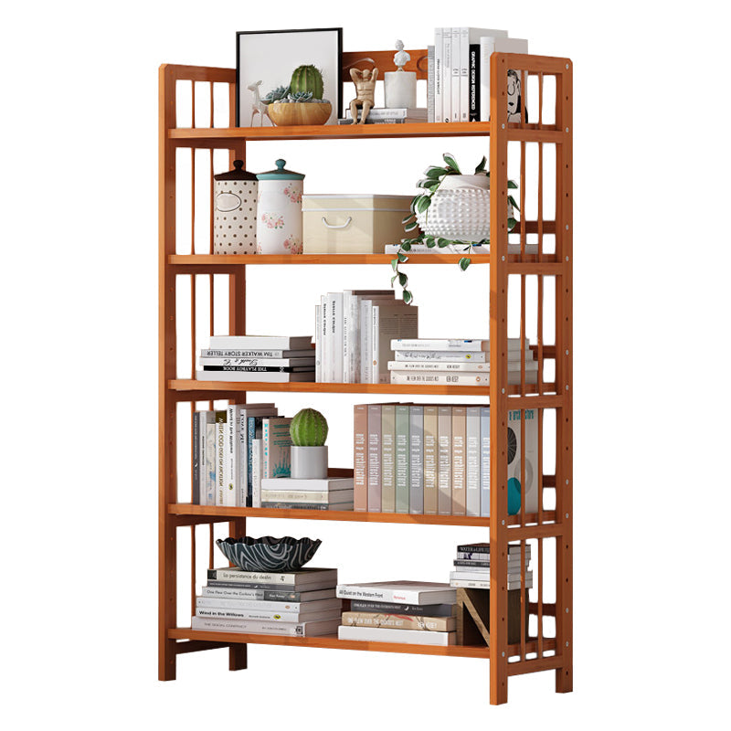Contemporary Manufactured Wood Etagere Bookshelf Vertical Open Bookcase 35.4"L x 9.8"W x 61"H Tan Clearhalo 'Bookcases' 'furn' 'furn_bookcases' 'Furniture' 'furniture_bookcases' 'Office Furniture' 5047567