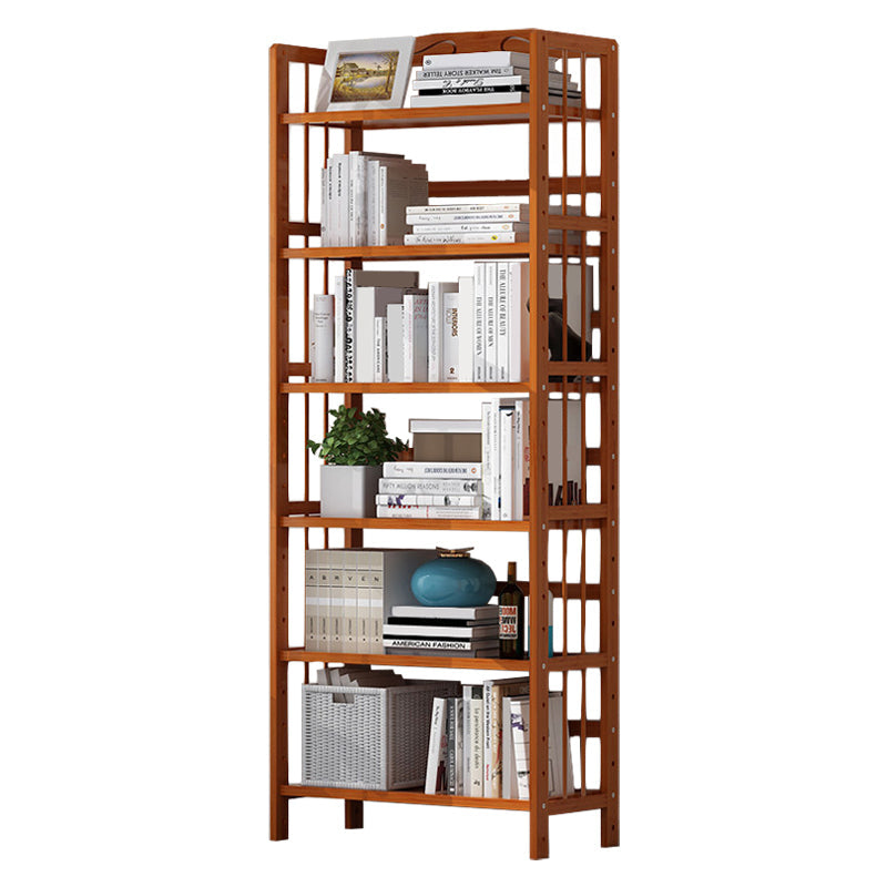 Contemporary Manufactured Wood Etagere Bookshelf Vertical Open Bookcase 19.7"L x 9.8"W x 66.9"H Tan Clearhalo 'Bookcases' 'furn' 'furn_bookcases' 'Furniture' 'furniture_bookcases' 'Office Furniture' 5047568