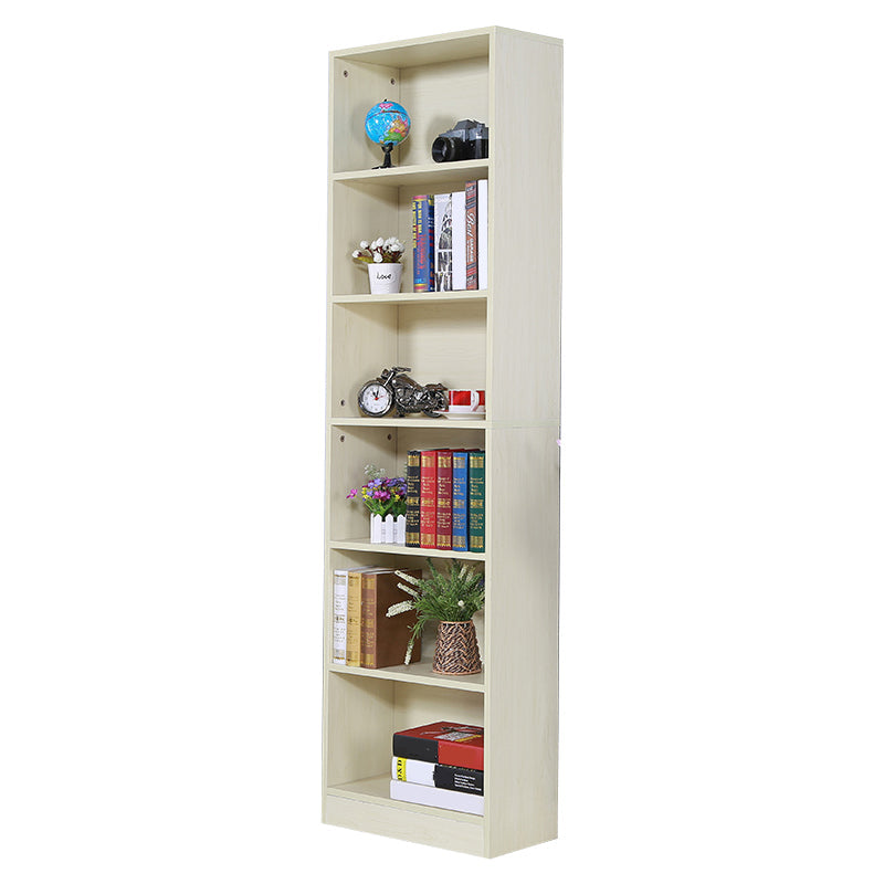 71"H x 9.45"W Bookcase Contemporary Style Closed Back Bookshelf for Home Office 19.7"L x 9.4"W x 70.9"H Off-White Shelves Clearhalo 'Bookcases' 'furn' 'furn_bookcases' 'Furniture' 'furniture_bookcases' 'Office Furniture' 5047642