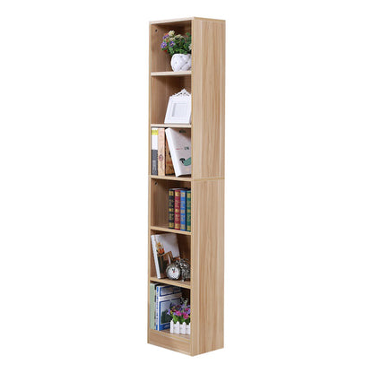 71"H x 9.45"W Bookcase Contemporary Style Closed Back Bookshelf for Home Office 13.8"L x 9.4"W x 70.9"H Natural Shelves Clearhalo 'Bookcases' 'furn' 'furn_bookcases' 'Furniture' 'furniture_bookcases' 'Office Furniture' 5047644