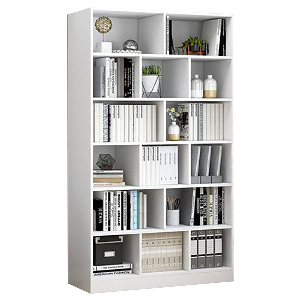 Closed Back Bookcase Contemporary Style Bookshelf for Home Office Study Room 31.5"L x 9.4"W x 70.5"H White Clearhalo 'Bookcases' 'furn' 'furn_bookcases' 'Furniture' 'furniture_bookcases' 'Office Furniture' 5047660