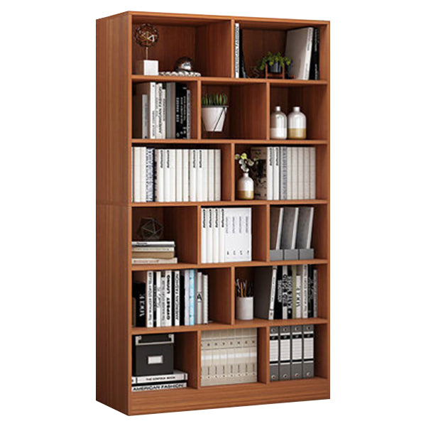 Closed Back Bookcase Contemporary Style Bookshelf for Home Office Study Room 31.5"L x 9.4"W x 70.5"H Brown Clearhalo 'Bookcases' 'furn' 'furn_bookcases' 'Furniture' 'furniture_bookcases' 'Office Furniture' 5047666