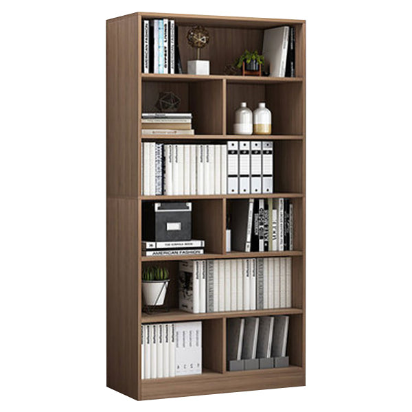 Closed Back Bookcase Contemporary Style Bookshelf for Home Office Study Room 23.6"L x 9.4"W x 70.5"H Coffee Clearhalo 'Bookcases' 'furn' 'furn_bookcases' 'Furniture' 'furniture_bookcases' 'Office Furniture' 5047668