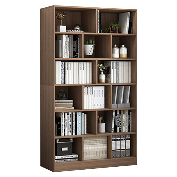 Closed Back Bookcase Contemporary Style Bookshelf for Home Office Study Room 31.5"L x 9.4"W x 70.5"H Coffee Clearhalo 'Bookcases' 'furn' 'furn_bookcases' 'Furniture' 'furniture_bookcases' 'Office Furniture' 5047669