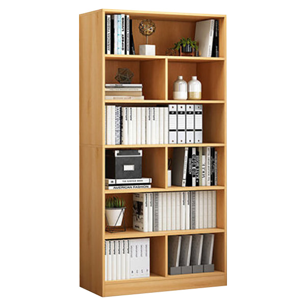 Closed Back Bookcase Contemporary Style Bookshelf for Home Office Study Room 23.6"L x 9.4"W x 70.5"H Natural Clearhalo 'Bookcases' 'furn' 'furn_bookcases' 'Furniture' 'furniture_bookcases' 'Office Furniture' 5047673