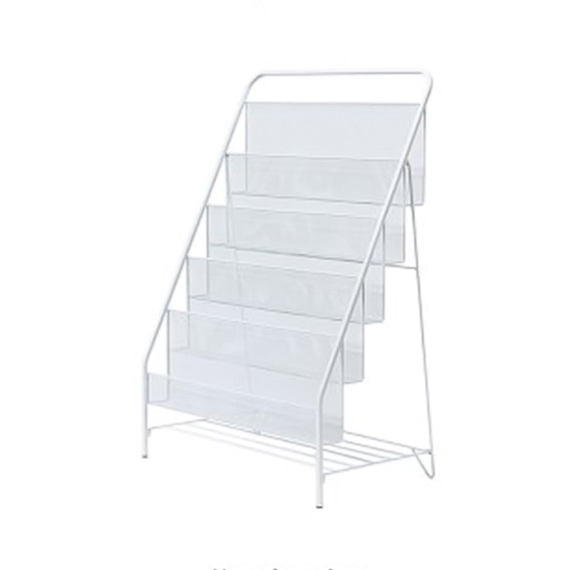 Closed Back Iron Ladder Bookshelf Contemporary Vertical Bookcase 22.4"L x 13"W x 34.3"H White Clearhalo 'Bookcases' 'furn' 'furn_bookcases' 'Furniture' 'furniture_bookcases' 'Office Furniture' 5047681