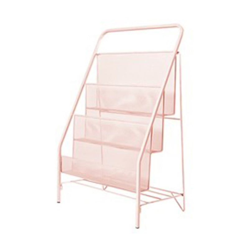 Closed Back Iron Ladder Bookshelf Contemporary Vertical Bookcase 16.9"L x 9.1"W x 25.2"H Pink Clearhalo 'Bookcases' 'furn' 'furn_bookcases' 'Furniture' 'furniture_bookcases' 'Office Furniture' 5047683