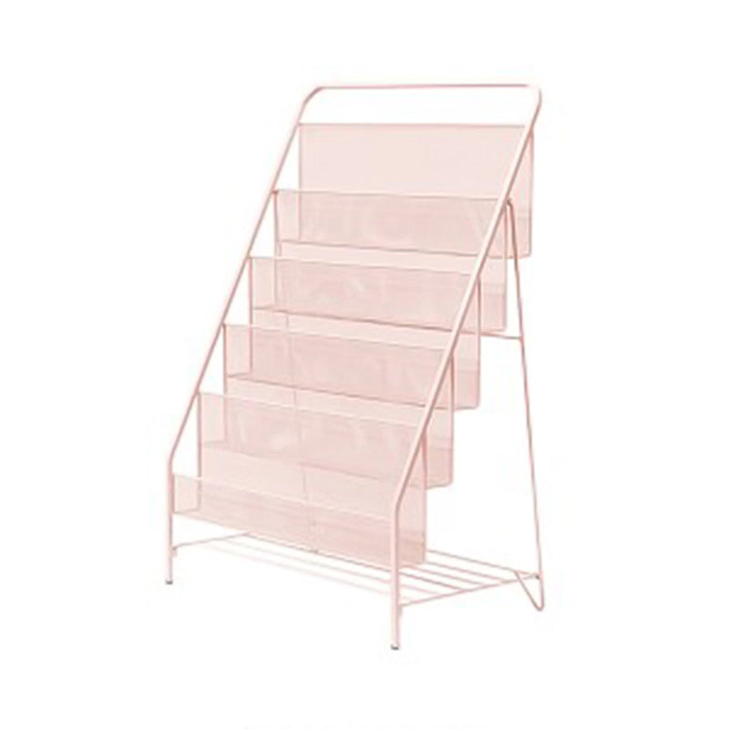 Closed Back Iron Ladder Bookshelf Contemporary Vertical Bookcase 22.4"L x 13"W x 34.3"H Pink Clearhalo 'Bookcases' 'furn' 'furn_bookcases' 'Furniture' 'furniture_bookcases' 'Office Furniture' 5047685
