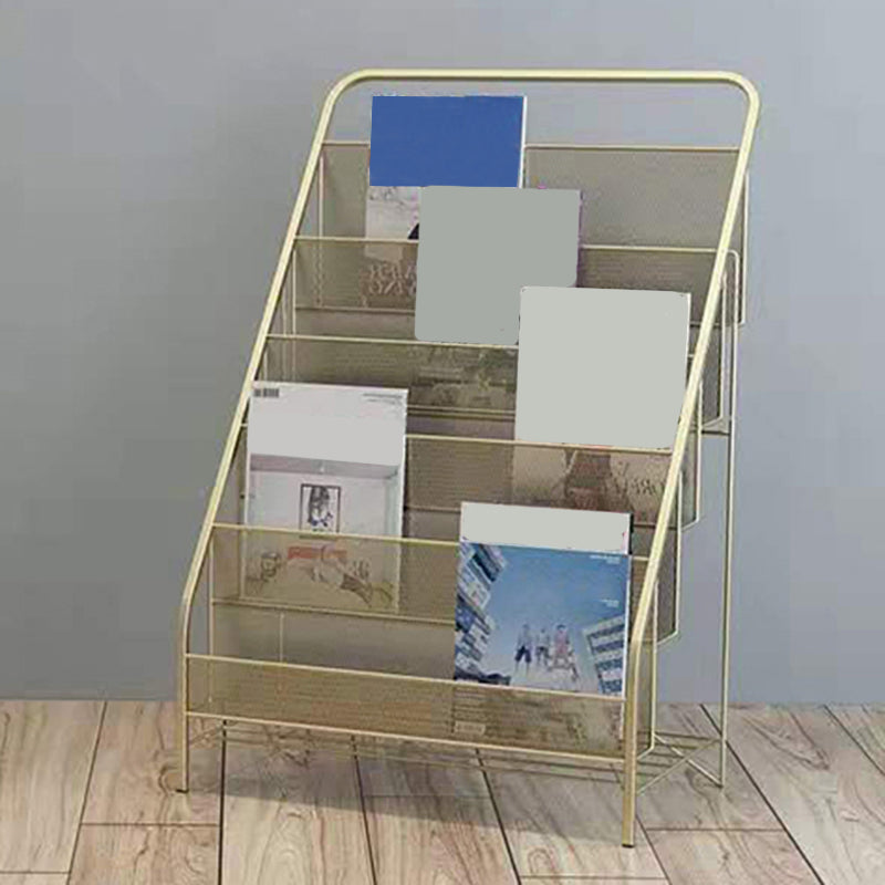 Closed Back Iron Ladder Bookshelf Contemporary Vertical Bookcase 22.4"L x 13"W x 34.3"H Gold Clearhalo 'Bookcases' 'furn' 'furn_bookcases' 'Furniture' 'furniture_bookcases' 'Office Furniture' 5047693