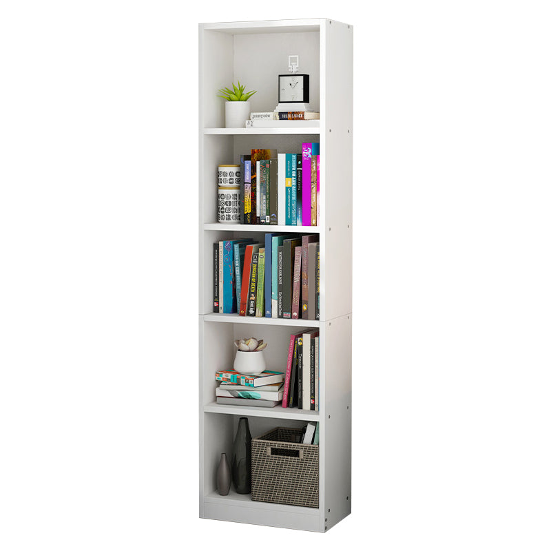 Artificial Wood Bookcase Contemporary Style Bookshelf for Home Office Study Room 11.8"L x 9.4"W x 58.3"H White Closed Back Clearhalo 'Bookcases' 'furn' 'furn_bookcases' 'Furniture' 'furniture_bookcases' 'Office Furniture' 5047709