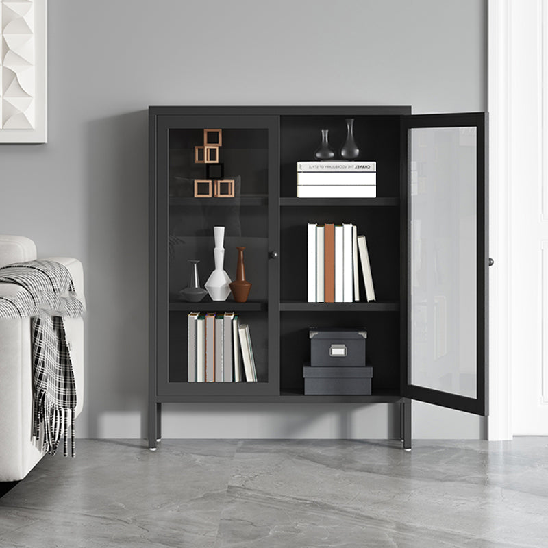 Scandinavian Style Bookcase with Door Shelf Bookcase for Study Room and Office 31.5"L x 13.8"W x 40"H Black 1 Clearhalo 'Bookcases' 'furn' 'furn_bookcases' 'Furniture' 'furniture_bookcases' 'Office Furniture' 5047721