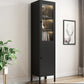 Scandinavian Style Bookcase with Door Shelf Bookcase for Study Room and Office 15.7"L x 13.8"W x 70.9"H Black 2 Clearhalo 'Bookcases' 'furn' 'furn_bookcases' 'Furniture' 'furniture_bookcases' 'Office Furniture' 5047723