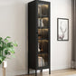 Scandinavian Style Bookcase with Door Shelf Bookcase for Study Room and Office 15.7"L x 13.8"W x 70.9"H Black 1 Clearhalo 'Bookcases' 'furn' 'furn_bookcases' 'Furniture' 'furniture_bookcases' 'Office Furniture' 5047724
