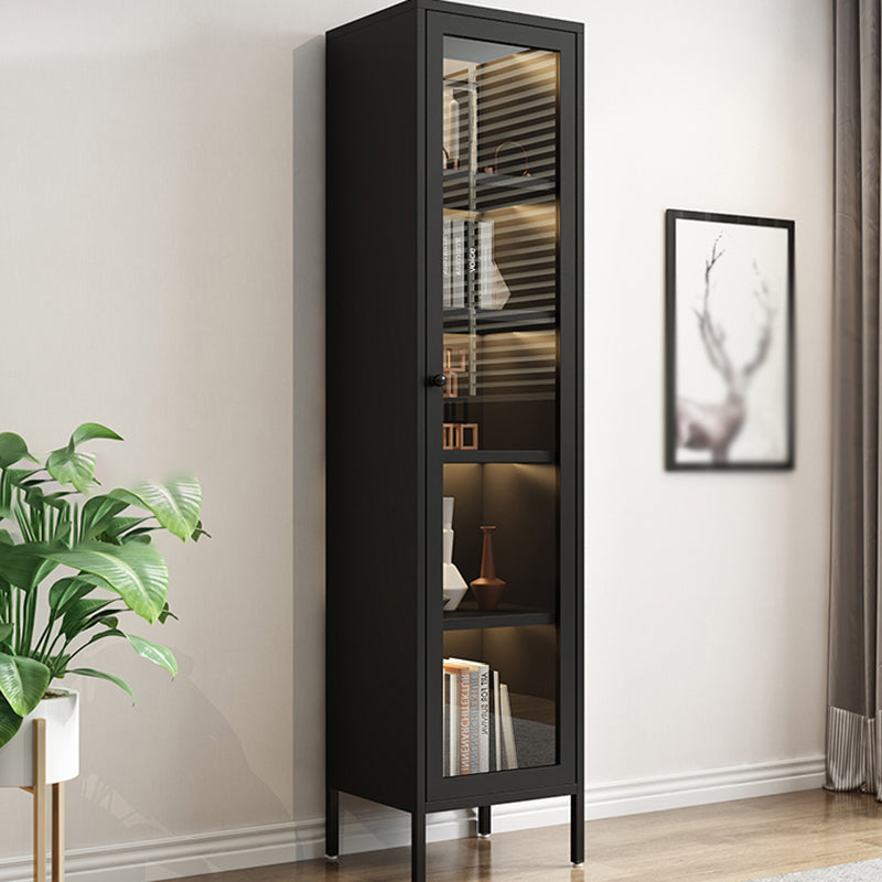 Scandinavian Style Bookcase with Door Shelf Bookcase for Study Room and Office 15.7"L x 13.8"W x 70.9"H Black 1 Clearhalo 'Bookcases' 'furn' 'furn_bookcases' 'Furniture' 'furniture_bookcases' 'Office Furniture' 5047724