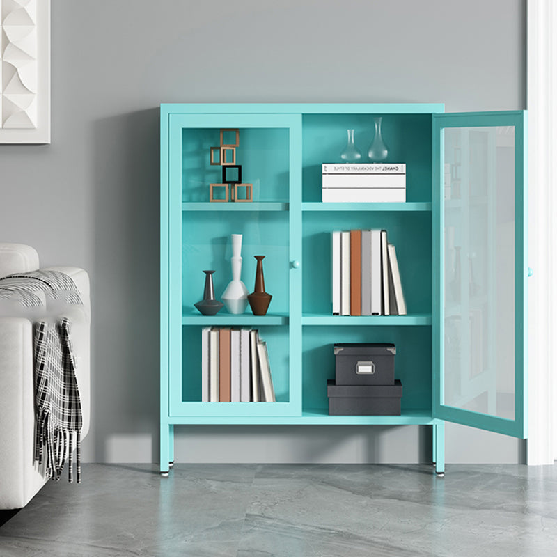 Scandinavian Style Bookcase with Door Shelf Bookcase for Study Room and Office 31.5"L x 13.8"W x 40"H Blue 1 Clearhalo 'Bookcases' 'furn' 'furn_bookcases' 'Furniture' 'furniture_bookcases' 'Office Furniture' 5047726
