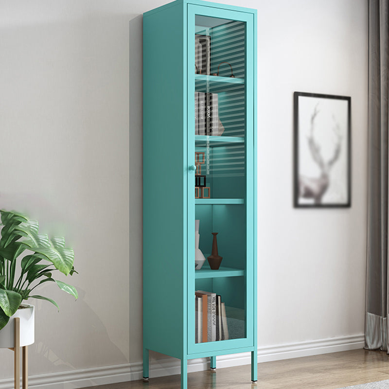 Scandinavian Style Bookcase with Door Shelf Bookcase for Study Room and Office 15.7"L x 13.8"W x 70.9"H Blue 1 Clearhalo 'Bookcases' 'furn' 'furn_bookcases' 'Furniture' 'furniture_bookcases' 'Office Furniture' 5047731
