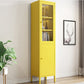 Scandinavian Style Bookcase with Door Shelf Bookcase for Study Room and Office 15.7"L x 13.8"W x 70.9"H Yellow 2 Clearhalo 'Bookcases' 'furn' 'furn_bookcases' 'Furniture' 'furniture_bookcases' 'Office Furniture' 5047733