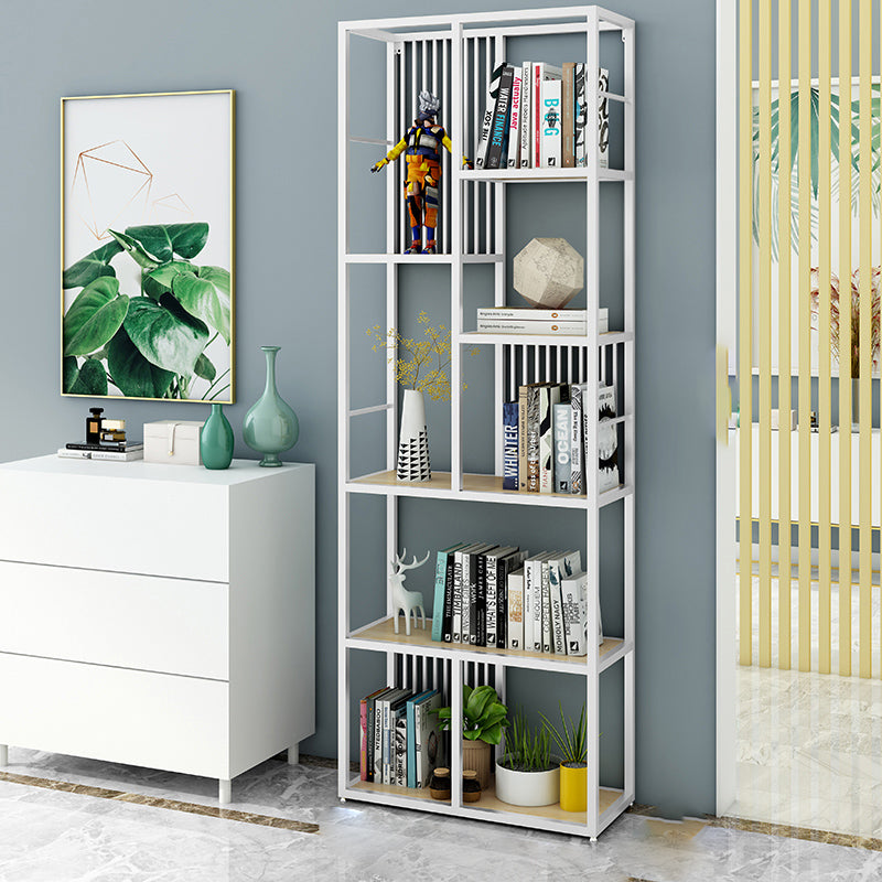 Open Back Shelf Bookcase Glam Style Bookcase for Office and Study Room 23.6"L x 11.8"W x 70.9"H White Clearhalo 'Bookcases' 'furn' 'furn_bookcases' 'Furniture' 'furniture_bookcases' 'Office Furniture' 5047745