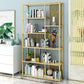 Open Back Shelf Bookcase Glam Style Bookcase for Office and Study Room 31.5"L x 11.8"W x 70.9"H Gold Clearhalo 'Bookcases' 'furn' 'furn_bookcases' 'Furniture' 'furniture_bookcases' 'Office Furniture' 5047749