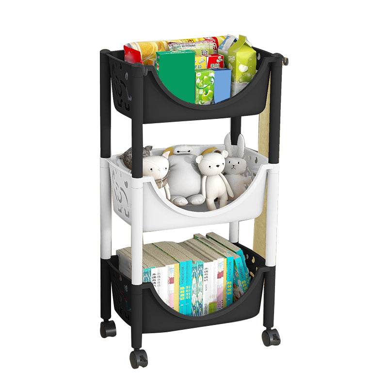 Scandinavian Style Bookcase with Casters Shelf Bookcase for Home and Office 15.4"L x 10.6"W x 29.5"H Black White Clearhalo 'Bookcases' 'furn' 'furn_bookcases' 'Furniture' 'furniture_bookcases' 'Office Furniture' 5047770