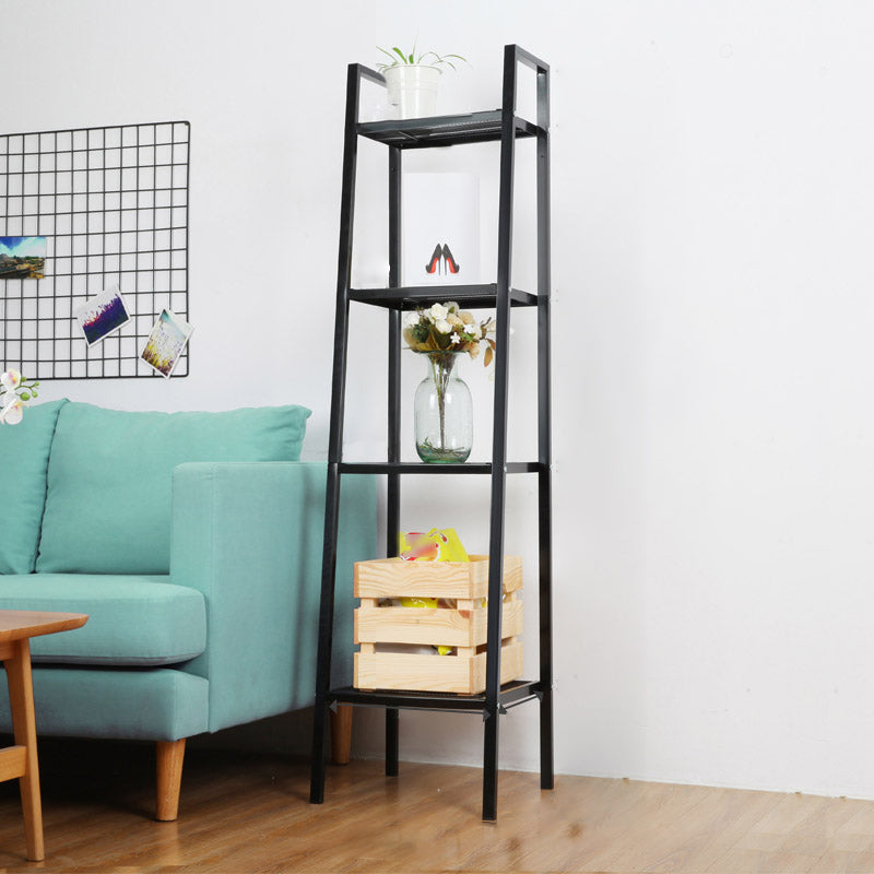 Scandinavian Style Shelf Bookcase Open Back Bookshelf for Home and Office 13.8"L x 13.8"W x 57.9"H Black Clearhalo 'Bookcases' 'furn' 'furn_bookcases' 'Furniture' 'furniture_bookcases' 'Office Furniture' 5047782
