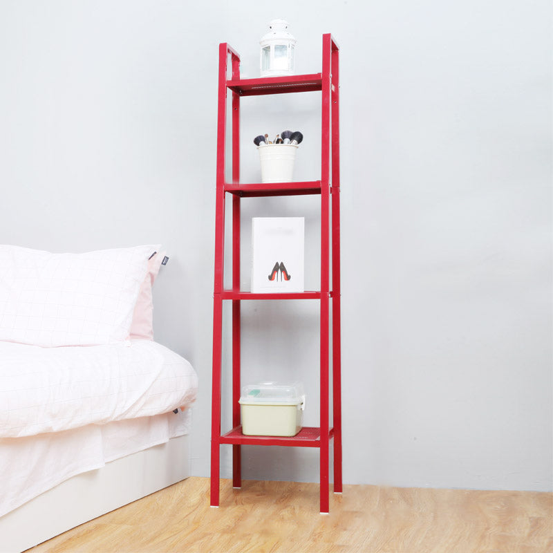 Scandinavian Style Shelf Bookcase Open Back Bookshelf for Home and Office 13.8"L x 13.8"W x 57.9"H Red Clearhalo 'Bookcases' 'furn' 'furn_bookcases' 'Furniture' 'furniture_bookcases' 'Office Furniture' 5047789