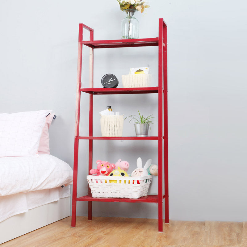 Scandinavian Style Shelf Bookcase Open Back Bookshelf for Home and Office 23.6"L x 13.8"W x 57.9"H Red Clearhalo 'Bookcases' 'furn' 'furn_bookcases' 'Furniture' 'furniture_bookcases' 'Office Furniture' 5047791