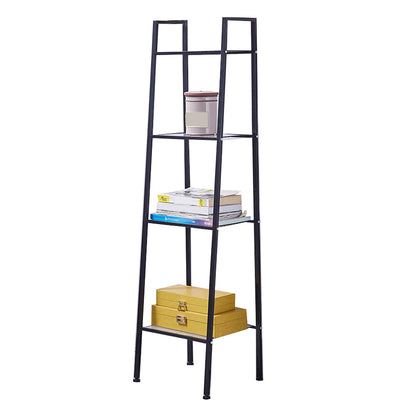 Modern Style Steel Bookshelf Ladder Open Shelf Bookcase for Home 16"L x 14"W x 59"H Black Clearhalo 'Bookcases' 'furn' 'furn_bookcases' 'Furniture' 'furniture_bookcases' 'Office Furniture' 5047807