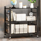 Industrial Geometric Bookcase Metal Open Back Bookcase with Wheels 28.3"L x 14.2"W x 34.6"H Black Clearhalo 'Bookcases' 'furn' 'furn_bookcases' 'Furniture' 'furniture_bookcases' 'Office Furniture' 5047861
