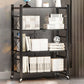 Industrial Geometric Bookcase Metal Open Back Bookcase with Wheels 28.3"L x 14.2"W x 49.2"H Black Clearhalo 'Bookcases' 'furn' 'furn_bookcases' 'Furniture' 'furniture_bookcases' 'Office Furniture' 5047862