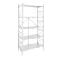 Industrial Geometric Bookcase Metal Open Back Bookcase with Wheels 28.3"L x 14.2"W x 63.8"H White Clearhalo 'Bookcases' 'furn' 'furn_bookcases' 'Furniture' 'furniture_bookcases' 'Office Furniture' 5047873