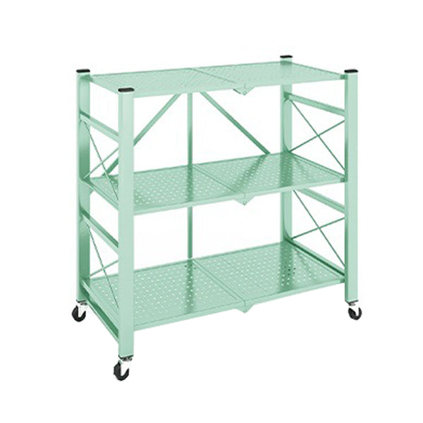 Industrial Geometric Bookcase Metal Open Back Bookcase with Wheels 28.3"L x 14.2"W x 34.6"H Green Clearhalo 'Bookcases' 'furn' 'furn_bookcases' 'Furniture' 'furniture_bookcases' 'Office Furniture' 5047876