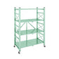 Industrial Geometric Bookcase Metal Open Back Bookcase with Wheels 28.3"L x 14.2"W x 49.2"H Green Clearhalo 'Bookcases' 'furn' 'furn_bookcases' 'Furniture' 'furniture_bookcases' 'Office Furniture' 5047878