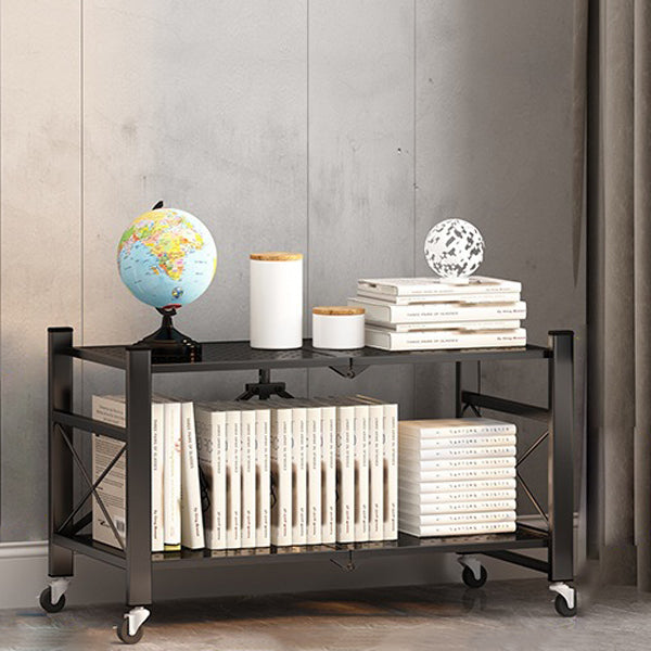 Industrial Geometric Bookcase Metal Open Back Bookcase with Wheels Clearhalo 'Bookcases' 'furn' 'furn_bookcases' 'Furniture' 'furniture_bookcases' 'Office Furniture' 5047881