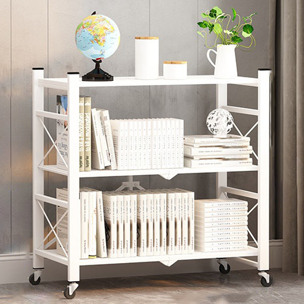 Industrial Geometric Bookcase Metal Open Back Bookcase with Wheels Clearhalo 'Bookcases' 'furn' 'furn_bookcases' 'Furniture' 'furniture_bookcases' 'Office Furniture' 5047882