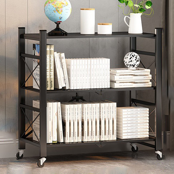 Industrial Geometric Bookcase Metal Open Back Bookcase with Wheels Clearhalo 'Bookcases' 'furn' 'furn_bookcases' 'Furniture' 'furniture_bookcases' 'Office Furniture' 5047883