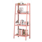 Contemporary Open Ladder Bookshelf Metal Vertical Bookshelf for Home 23.6"L x 13.8"W x 57.9"H Pink Clearhalo 'Bookcases' 'furn' 'furn_bookcases' 'Furniture' 'furniture_bookcases' 'Office Furniture' 5047899