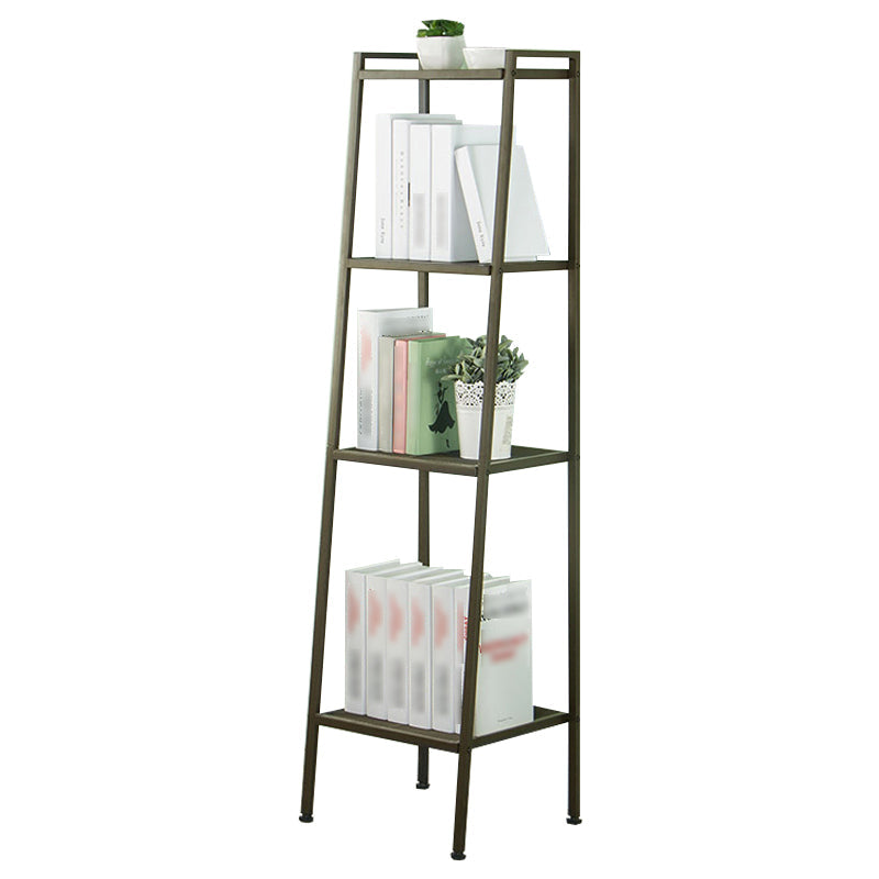 Contemporary Open Ladder Bookshelf Metal Vertical Bookshelf for Home 15.7"L x 13.8"W x 57.9"H Brown Clearhalo 'Bookcases' 'furn' 'furn_bookcases' 'Furniture' 'furniture_bookcases' 'Office Furniture' 5047901