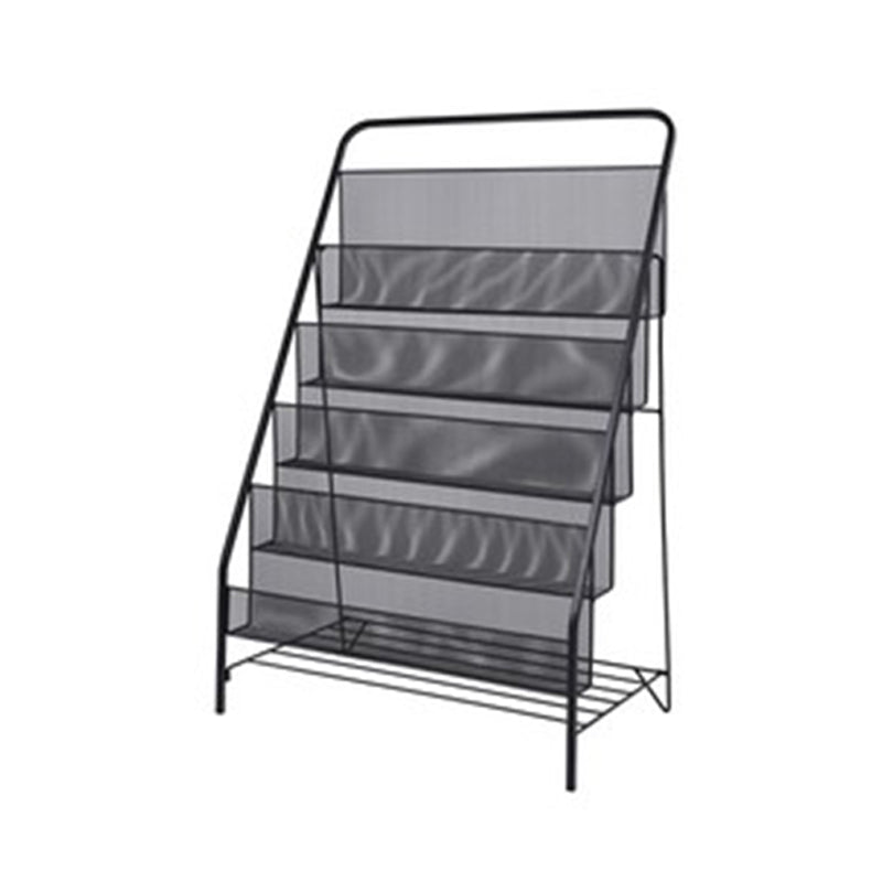 Metal Ladder Bookcase Scandinavian Style Closed Back Book Shelf 22.4"L x 13"W x 34.3"H Black Clearhalo 'Bookcases' 'furn' 'furn_bookcases' 'Furniture' 'furniture_bookcases' 'Office Furniture' 5047918