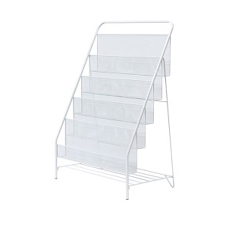 Metal Ladder Bookcase Scandinavian Style Closed Back Book Shelf 22.4"L x 13"W x 34.3"H White Clearhalo 'Bookcases' 'furn' 'furn_bookcases' 'Furniture' 'furniture_bookcases' 'Office Furniture' 5047921